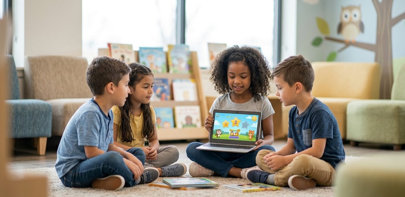 Children learning online together